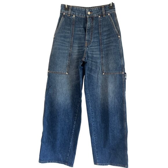 Stella McCartney Vintage Workwear Wide Jeans in Dark Blue 25 New Womens Denim - Picture 5 of 15